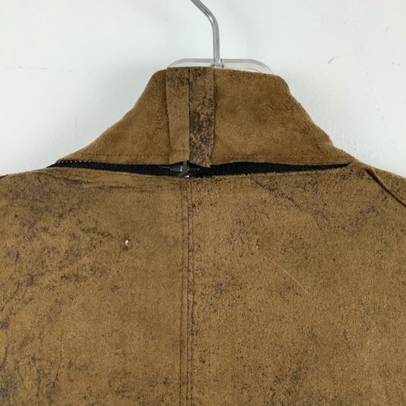 NWT Dex Faux Suede Open Front Jacket in Dark Tan - Picture 6 of 7